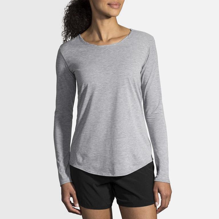 Brooks Distance Womens Long Sleeve Running Shirt Ireland Grey (NSPI-91605)